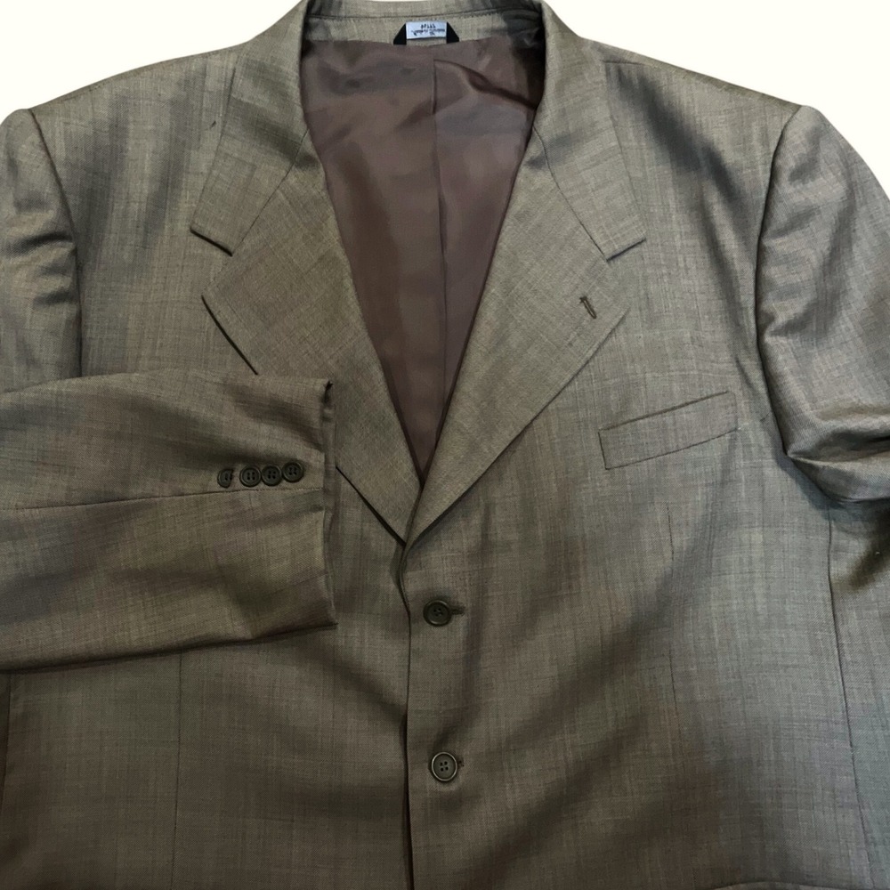 Nino FENZI Mens‎ Superfine 100% Italian Merino Wool 58L Suit Jacket Blazer Tan